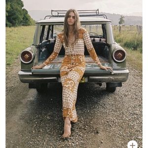 GOLDEN BROWN THE LABEL Going to California Maxi dress Tangerine SOLD OUT! 1970s